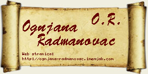 Ognjana Radmanovac vizit kartica